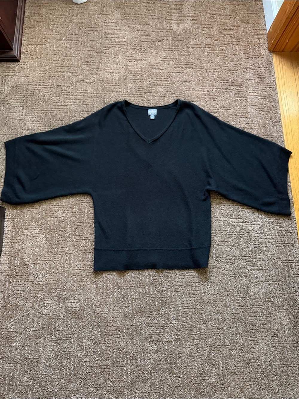 Black V-Neck Dolman Sweater Top
